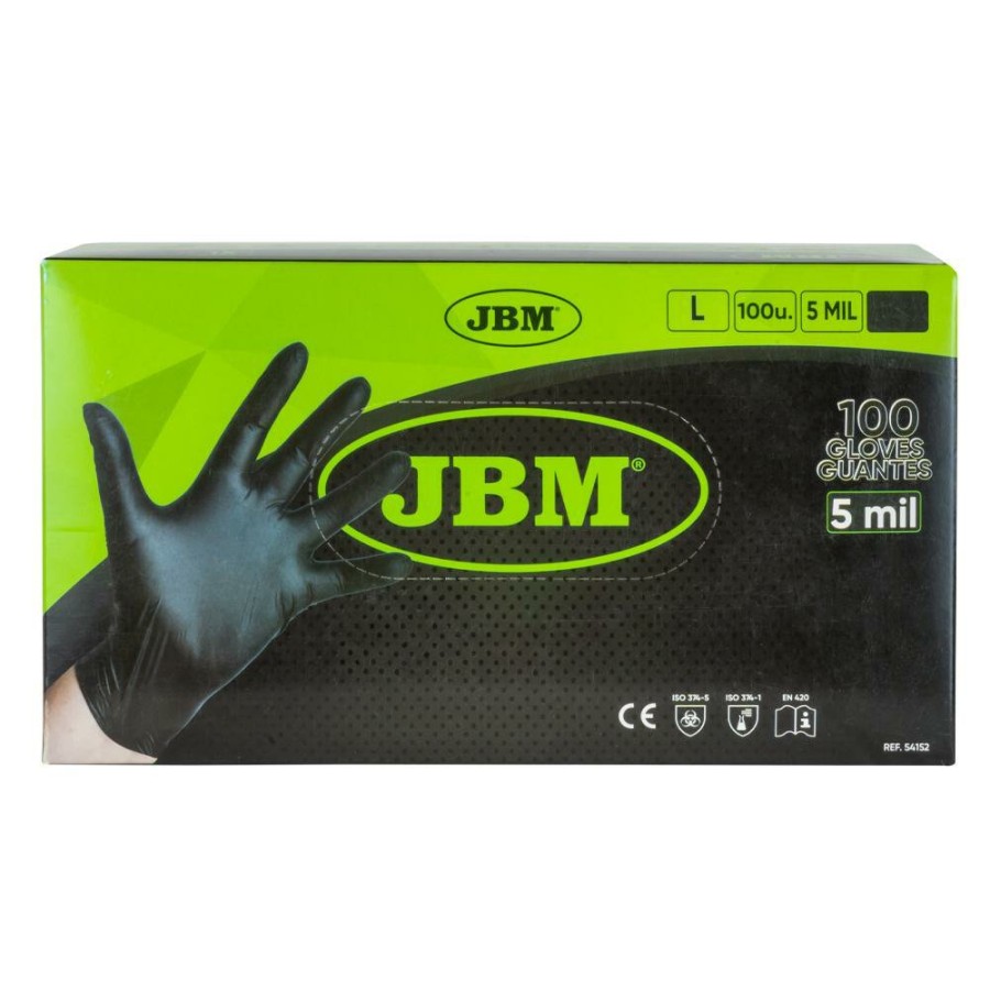 Proteccion Y Seguridad JBM | Guantes Negros Desechables De Nitrilo T:L 5Mil