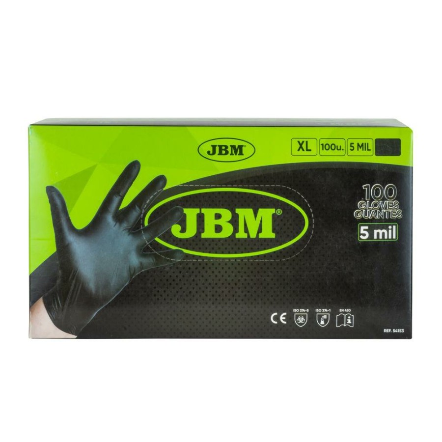 Proteccion Y Seguridad JBM | Guantes Negros Desechables De Nitrilo T:Xl 5Mil