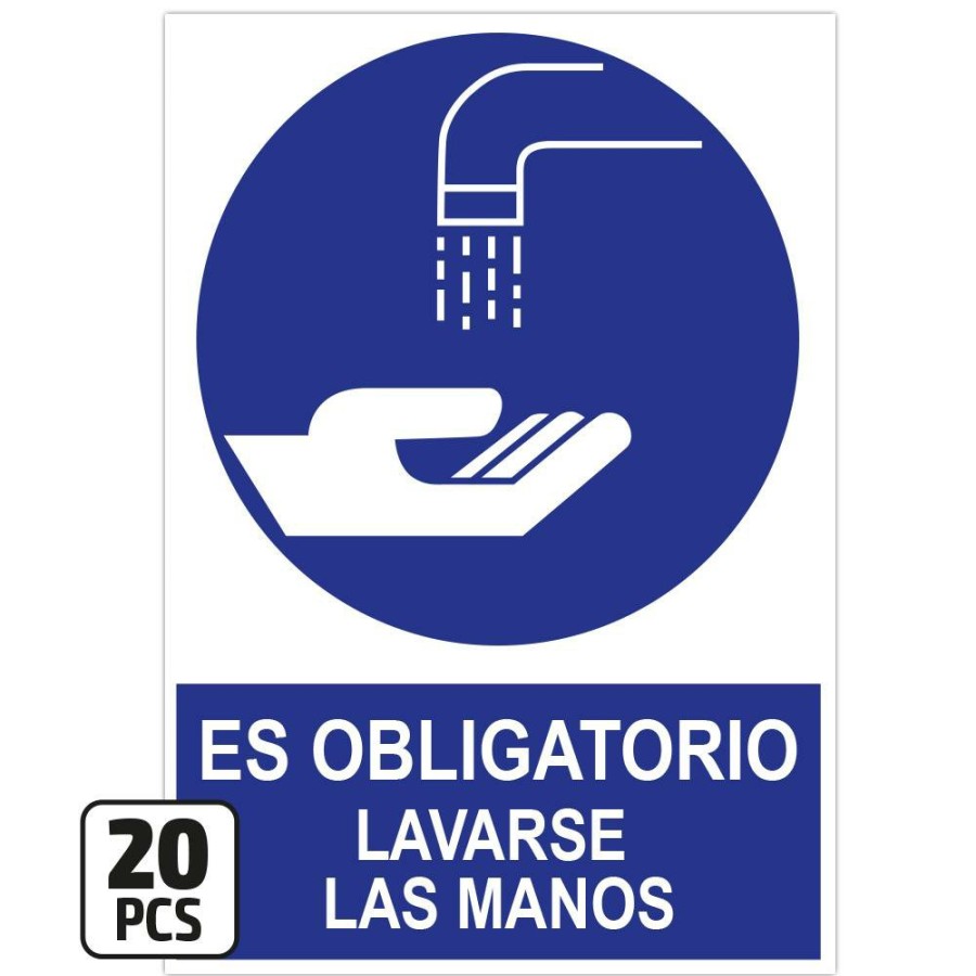 Proteccion Y Seguridad JBM | Paquete De 20 Posters De "Es Obligatorio Lavarse Las Manos"