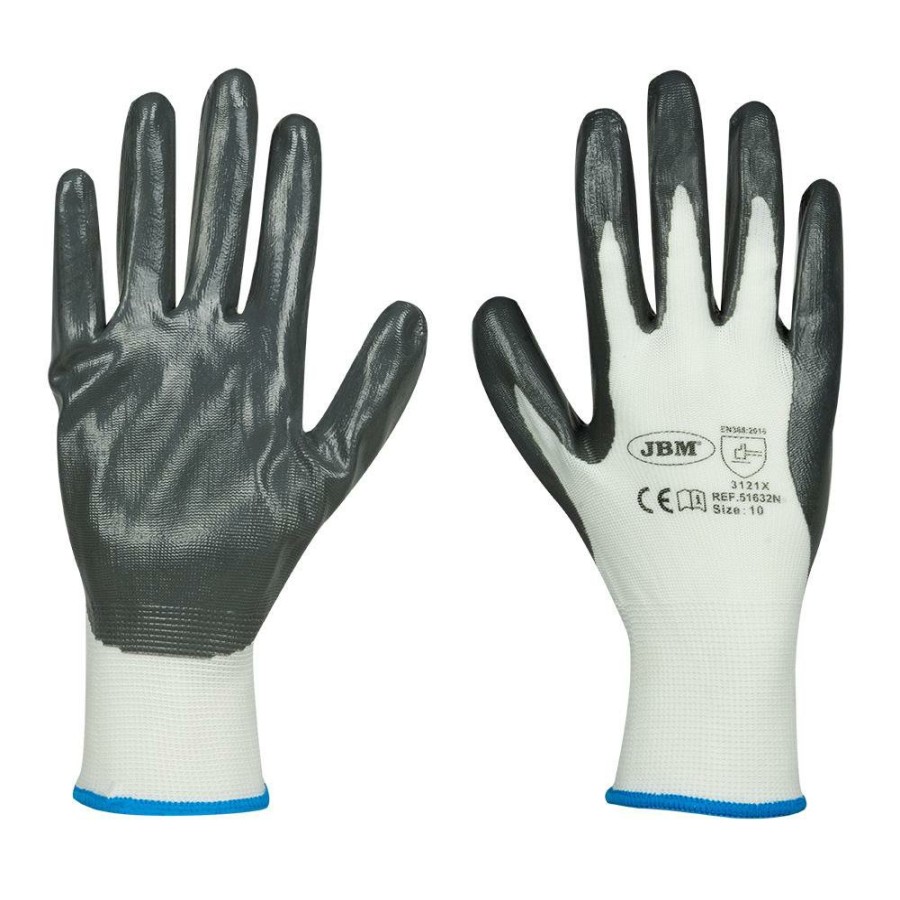 Kit Emergencia Y Seguridad JBM | Guantes Con Palma Reforzada De Nitrilo T. 10 - Modelo Nuevo