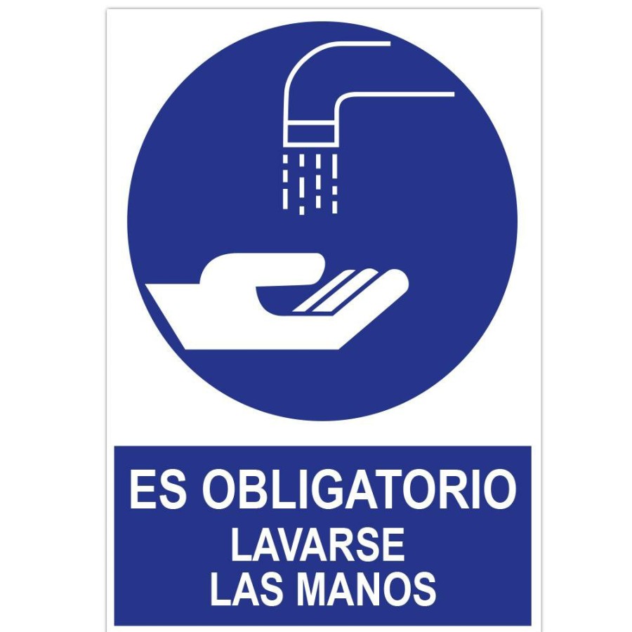 Proteccion Y Seguridad JBM | Poster Cartulina A3 Con "Es Obligatorio Lavarse Las Manos"