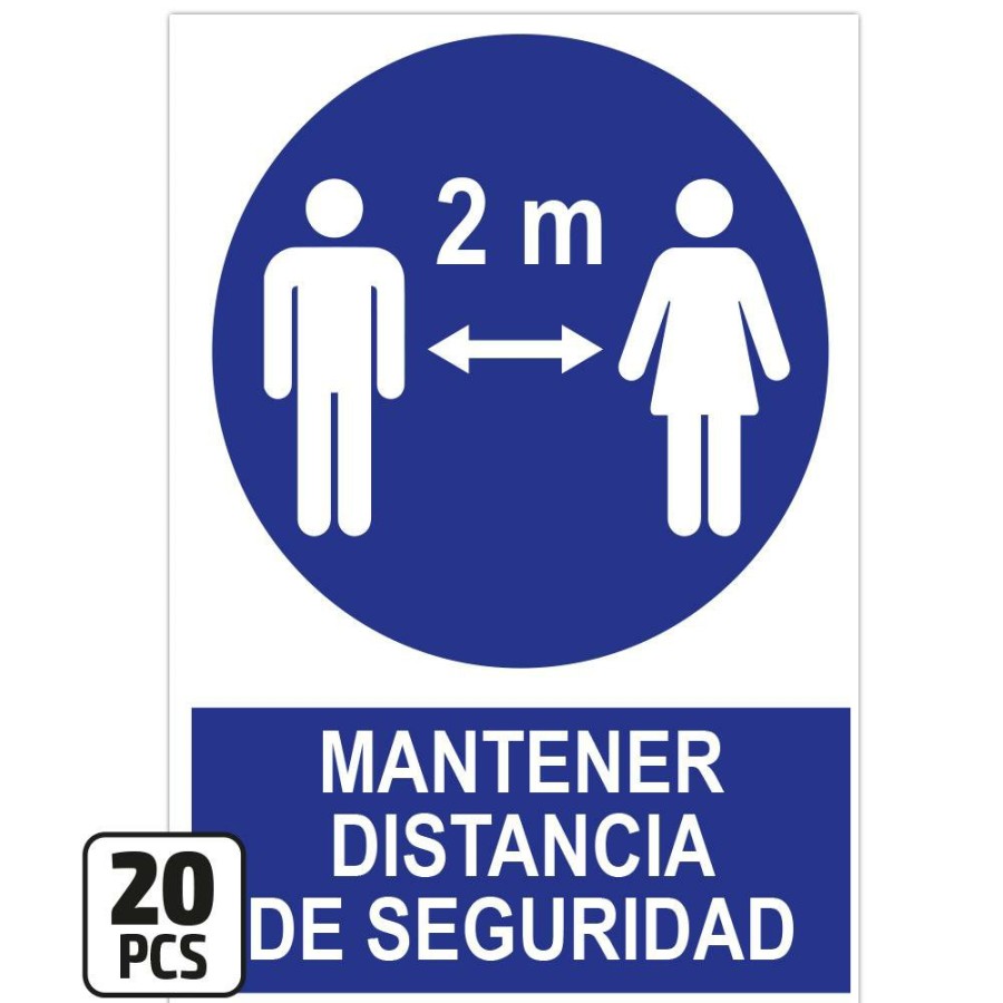 Proteccion Y Seguridad JBM | Paquete De 20 Posters De "Mantener La Distancia De Seguridad"