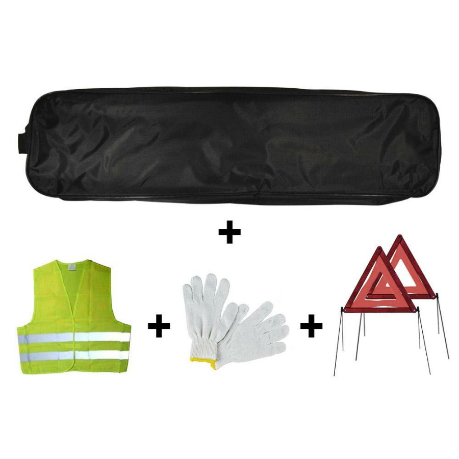 Kit Emergencia Y Seguridad JBM | Kit Emergencia Bolsa Negra Ribete+2Triangulos+Chaleco+Guantes