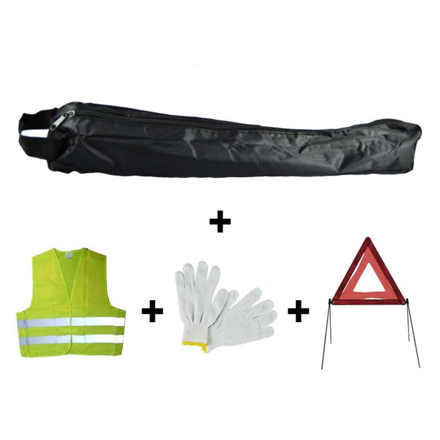 Kit Emergencia Y Seguridad JBM | Kit Emergencia Bolsa Negra Mini+Triangulo+Chaleco+Guantes