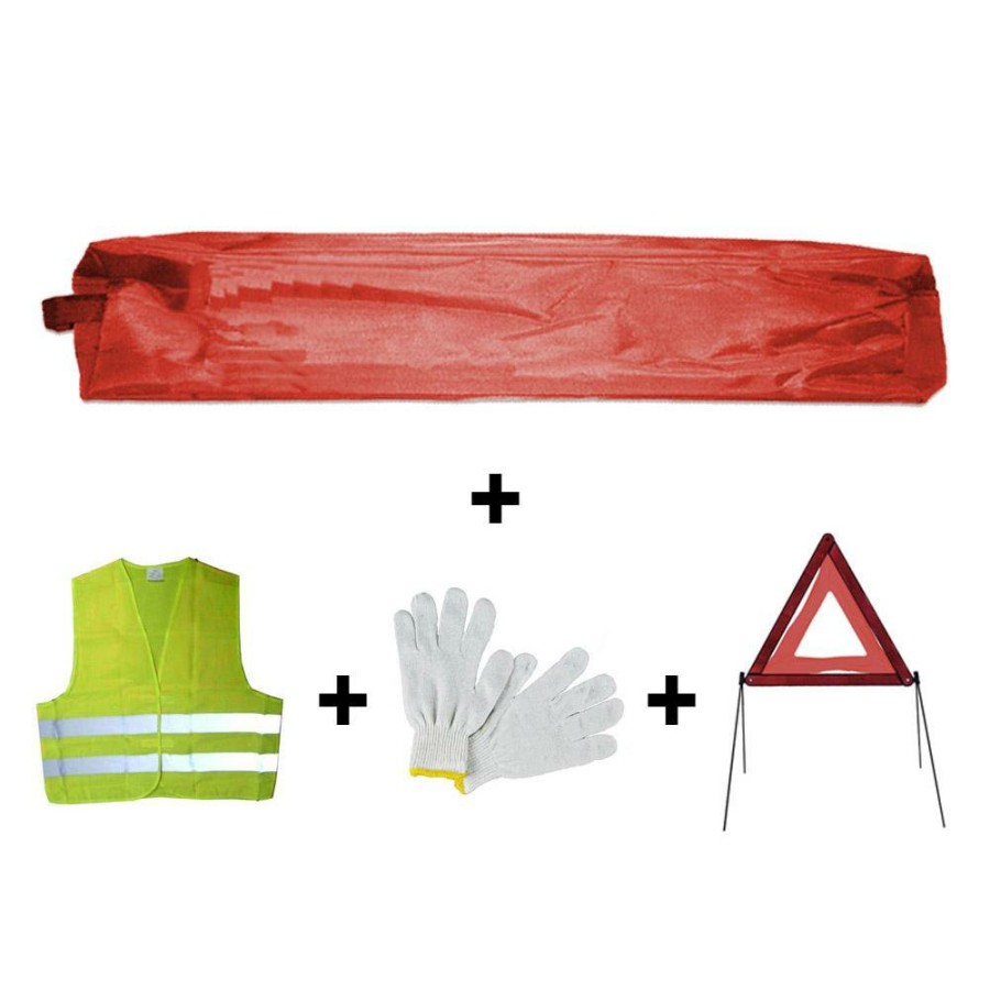 Kit Emergencia Y Seguridad JBM | Kit Emergencia Bolsa Roja Mini+Triangulo+Chaleco+Guantes