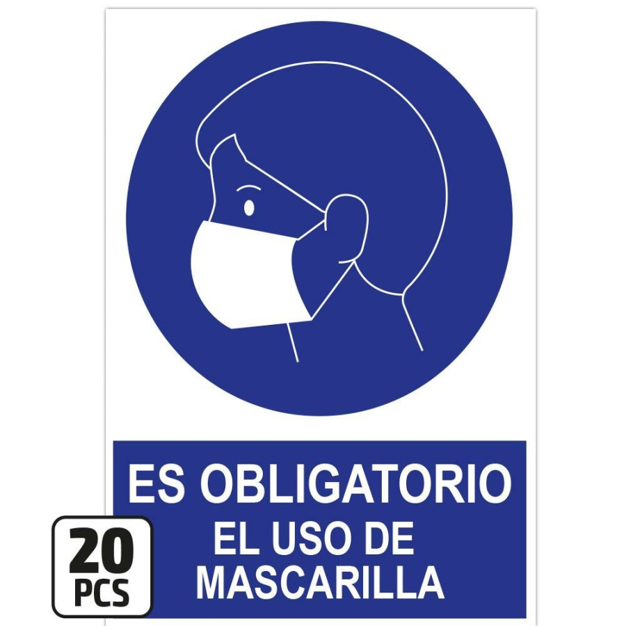 Proteccion Y Seguridad JBM | Pack De 20 Posters De "Es Obligatorio El Uso De Mascarilla"