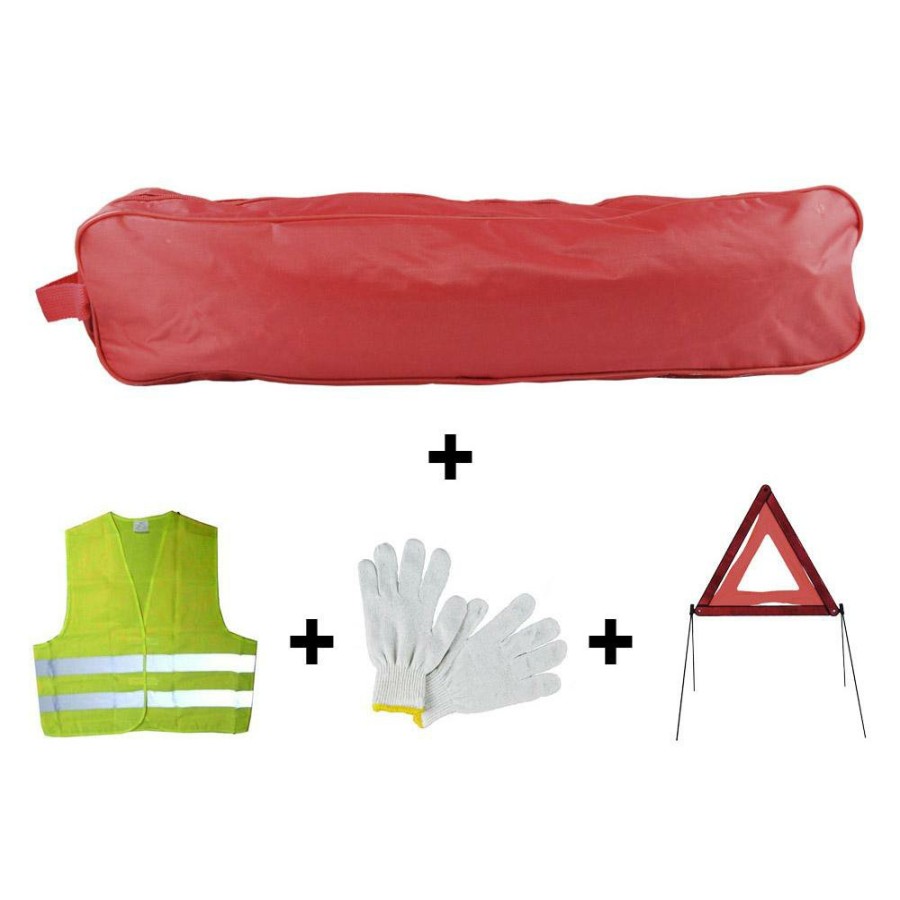 Kit Emergencia Y Seguridad JBM | Kit Emergencia Bolsa Roja Ribete+Triangulo+Chaleco+Guantes