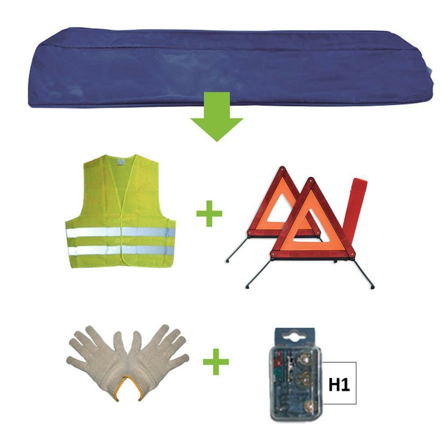 Kit Emergencia Y Seguridad JBM | Kit Emergencia Bolsa Azul + Mk H1 + Chaleco + Triang. + Guantes