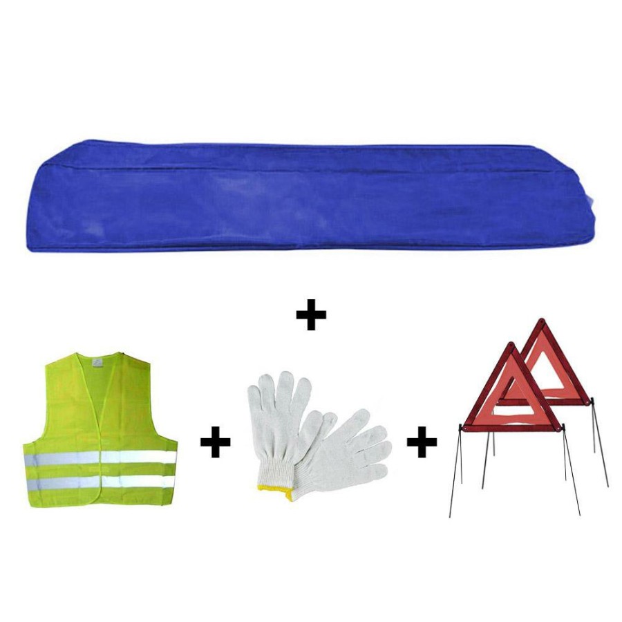 Kit Emergencia Y Seguridad JBM | Kit Emergencia Bolsa Azul Mini+2Triangulos+Chaleco+Guantes