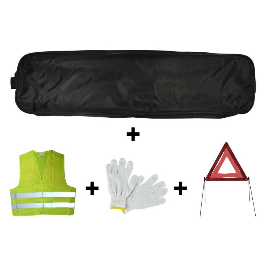 Kit Emergencia Y Seguridad JBM | Kit Emergencia Bolsa Negra Ribete+Triangulo+Chaleco+Guantes