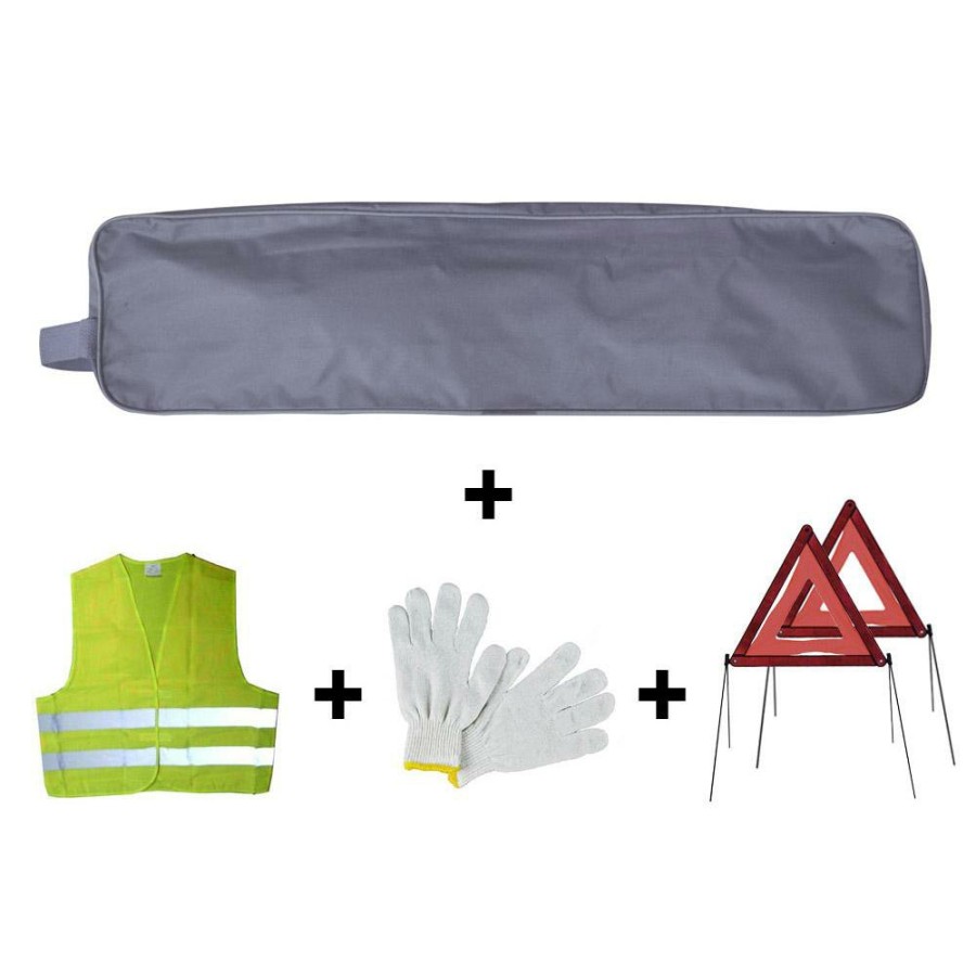 Kit Emergencia Y Seguridad JBM | Kit Emergencia Bolsa Gris Ribete+2Triangulos+Chaleco+Guantes