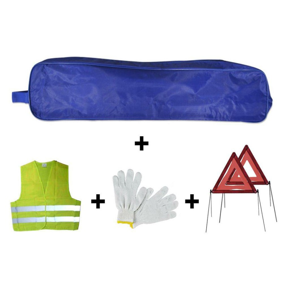 Kit Emergencia Y Seguridad JBM | Kit Emergencia Bolsa Azul Ribete+2Triangulos+Chaleco+Guantes