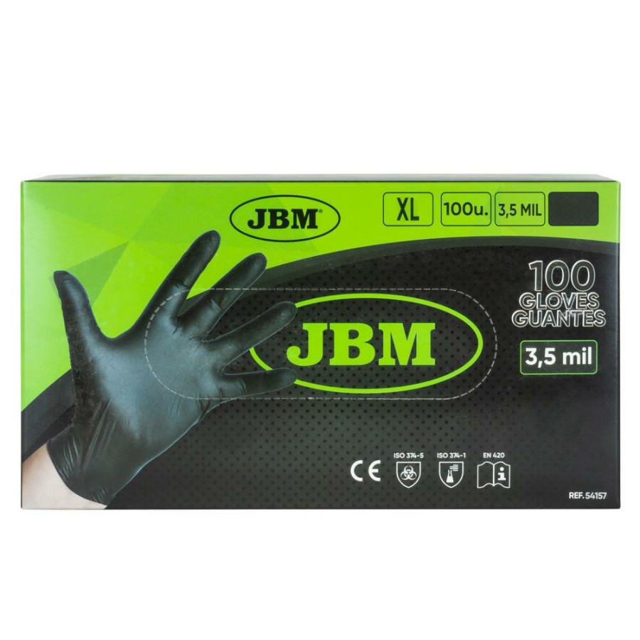 Proteccion Y Seguridad JBM | Guantes Negros Desechables De Nitrilo T:Xl 3.5Mil