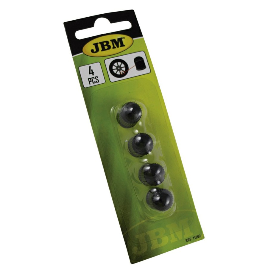 Accesorios JBM | Set De 4 Tapones De Plastico Negros Para Valvula Neumatico